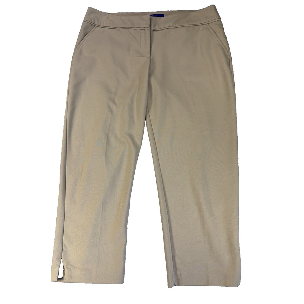 Apt 9 Torie Tan Cropped Pants 10 Beige Capris Workwear Career Clean Girl Minimal